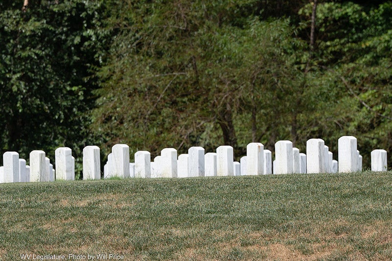 Field of Headstones Located at Cemetery